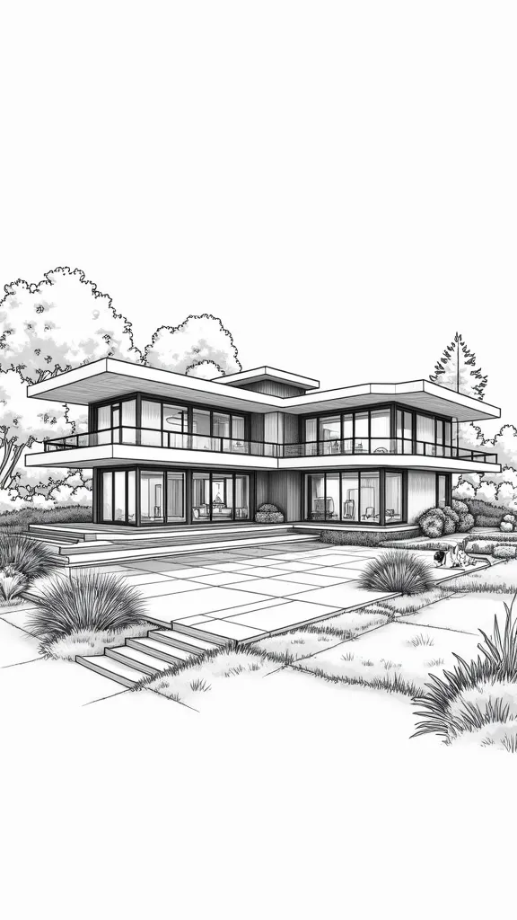 modern house coloring pages